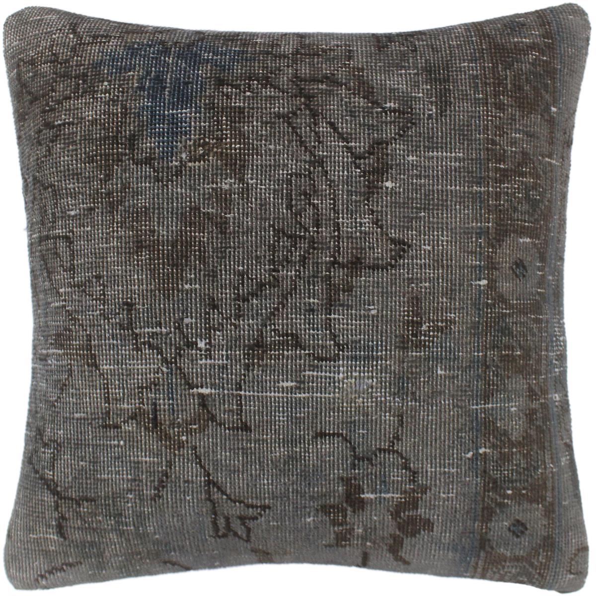 handmade Vintage Pillow Gray Blue Hand-Woven SQUARE 100% WOOL Vintage Pillow