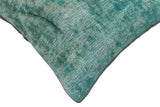 handmade Vintage Pillow Green Blue Hand-Woven SQUARE 100% WOOL Vintage Pillow