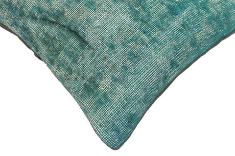 handmade Vintage Pillow Green Blue Hand-Woven SQUARE 100% WOOL Vintage Pillow