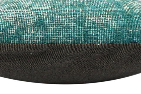 handmade Vintage Pillow Green Blue Hand-Woven SQUARE 100% WOOL Vintage Pillow