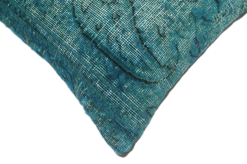 handmade Vintage Pillow Green Blue Hand-Woven SQUARE 100% WOOL Vintage Pillow