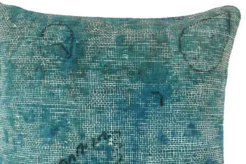 handmade Vintage Pillow Green Blue Hand-Woven SQUARE 100% WOOL Vintage Pillow