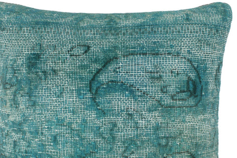 handmade Vintage Pillow Green Green Hand-Woven SQUARE 100% WOOL Vintage Pillow