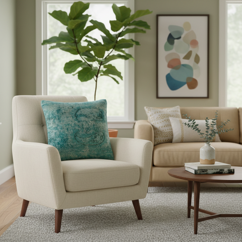 Shabby Chic Doolan Vintage Distressed Handmade Rug Pillow