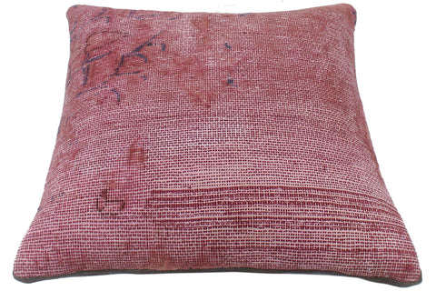 handmade Vintage Pillow Pink Blue Hand-Woven SQUARE 100% WOOL Vintage Pillow