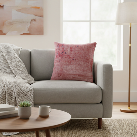 Contemporary Curry Vintage Distressed Handmade Rug Pillow