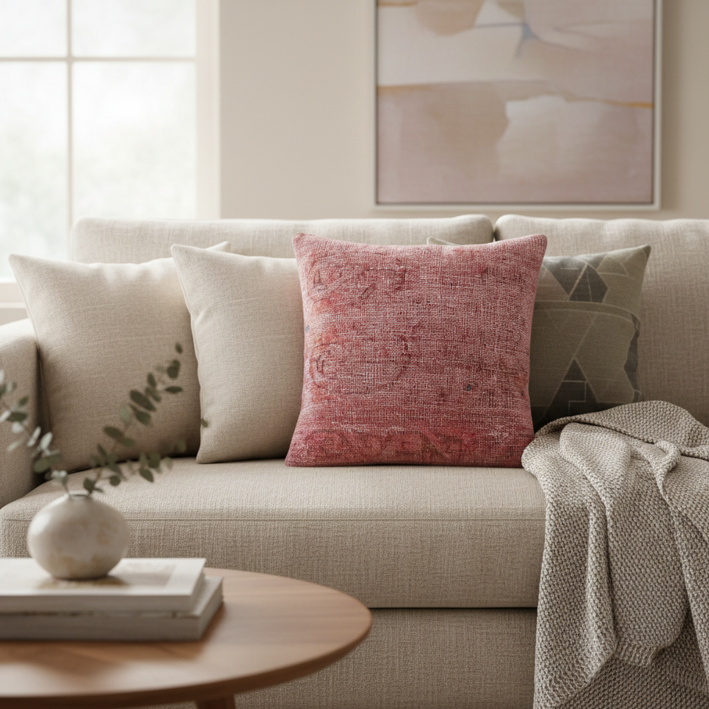 Shabby Chic Greig Vintage Distressed Handmade Rug Pillow