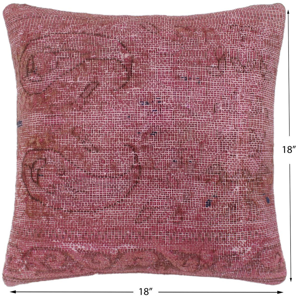 handmade Vintage Pillow Pink Brown Hand-Woven SQUARE 100% WOOL Vintage Pillow