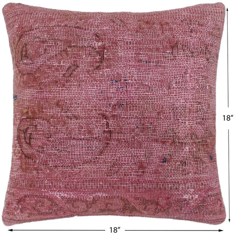 handmade Vintage Pillow Pink Brown Hand-Woven SQUARE 100% WOOL Vintage Pillow