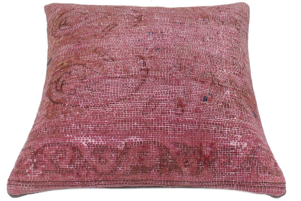 handmade Vintage Pillow Pink Brown Hand-Woven SQUARE 100% WOOL Vintage Pillow