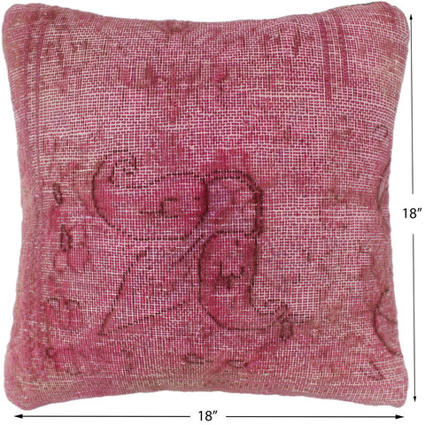 handmade Vintage Pillow Pink Brown Hand-Woven SQUARE 100% WOOL Vintage Pillow