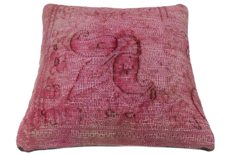 handmade Vintage Pillow Pink Brown Hand-Woven SQUARE 100% WOOL Vintage Pillow