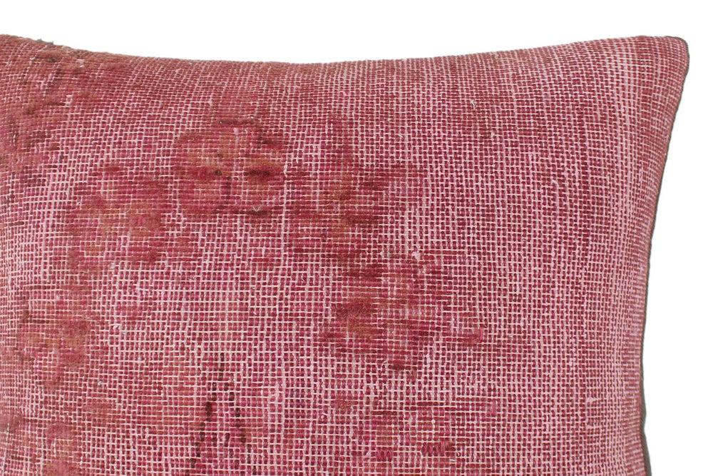 handmade Vintage Pillow Pink Blue Hand-Woven SQUARE 100% WOOL Vintage Pillow