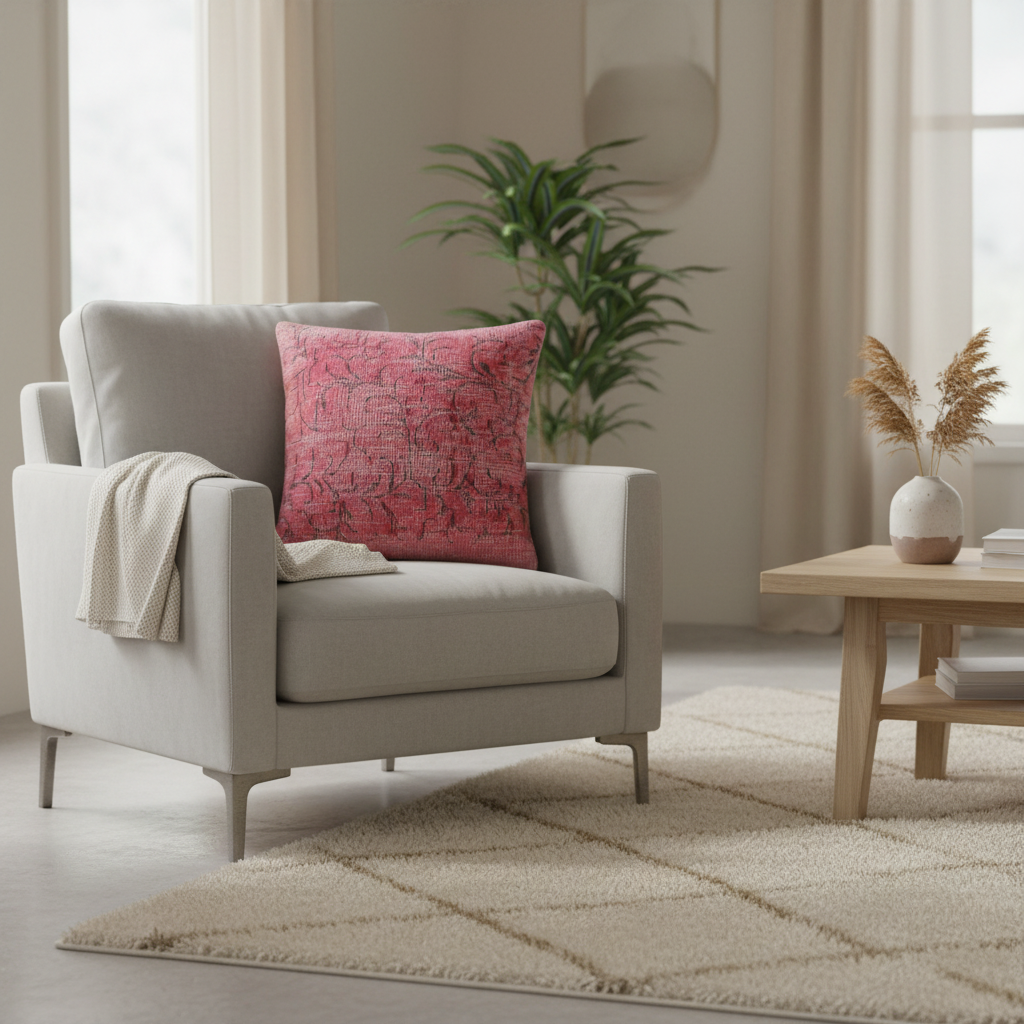 Boho Chic Sewell Vintage Distressed Handmade Rug Pillow