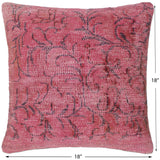 handmade Vintage Pillow Pink Blue Hand-Woven SQUARE 100% WOOL Vintage Pillow