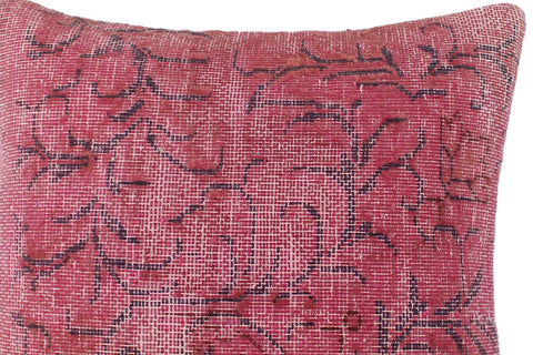 handmade Vintage Pillow Pink Blue Hand-Woven SQUARE 100% WOOL Vintage Pillow