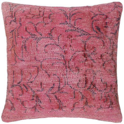 handmade Vintage Pillow Pink Blue Hand-Woven SQUARE 100% WOOL Vintage Pillow