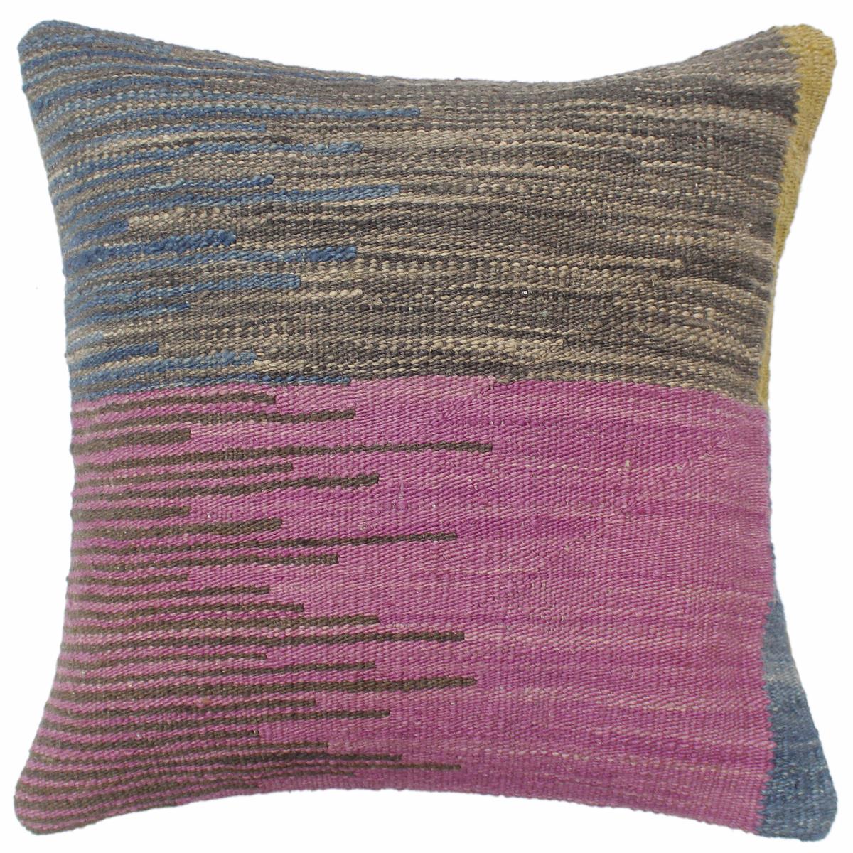 handmade Modern Blue Gray Hand-Woven SQUARE 100% WOOL Pillow