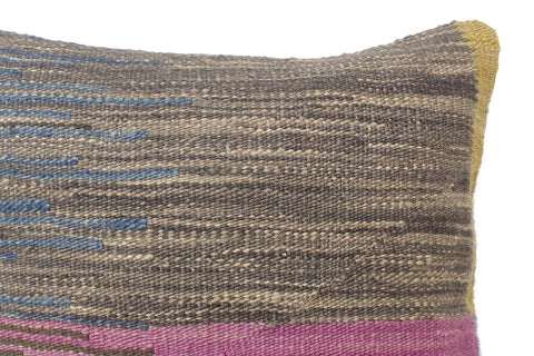 handmade Modern Blue Gray Hand-Woven SQUARE 100% WOOL Pillow