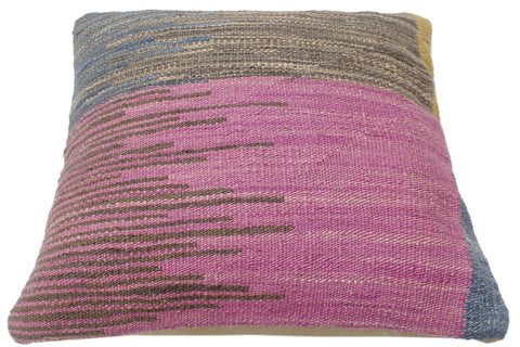 handmade Modern Blue Gray Hand-Woven SQUARE 100% WOOL Pillow