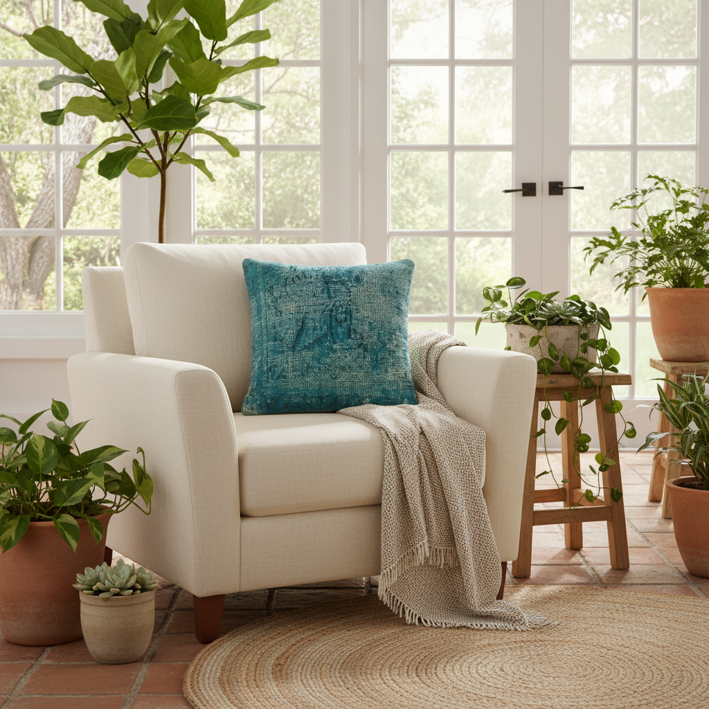 Shabby Chic Patrick Vintage Distressed Handmade Rug Pillow