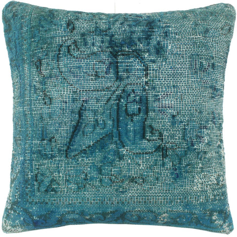 handmade Vintage Pillow Green Green Hand-Woven SQUARE 100% WOOL Vintage Pillow