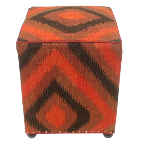handmade Traditional Ottoman Red Black Hand-made SQUARE 100% WOOL 