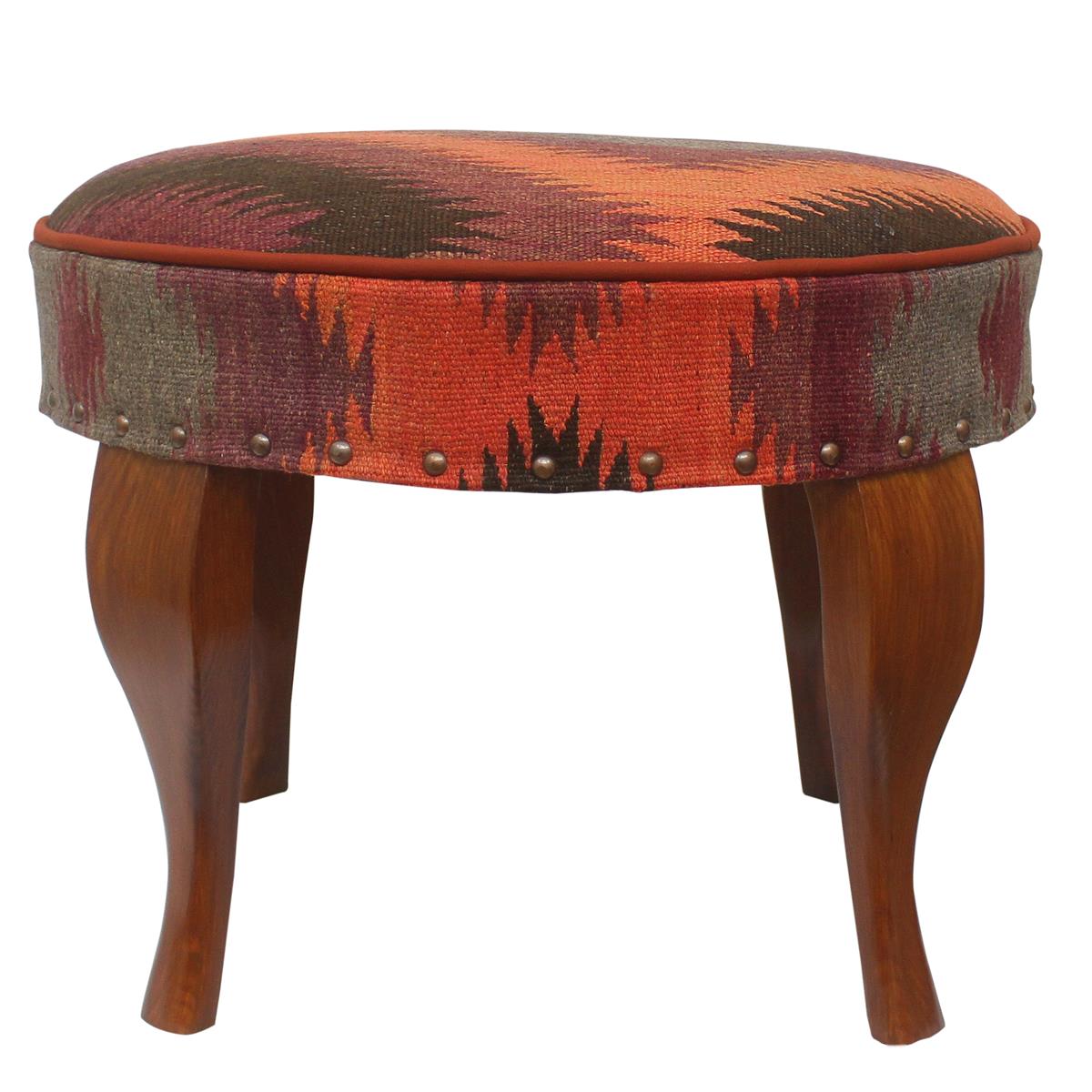 handmade Traditional Victorianot Rust Blue Hand-made ROUND JAQUARD area rug  23'' x 23'' x 18''