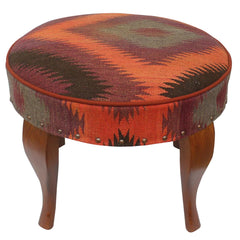 handmade Traditional Victorianot Rust Blue Hand-made ROUND JAQUARD area rug  23'' x 23'' x 18''