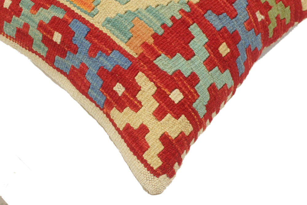 handmade Tribal Turkish Antique Rust Blue Hand-Woven SQUARE 100% WOOL pillow