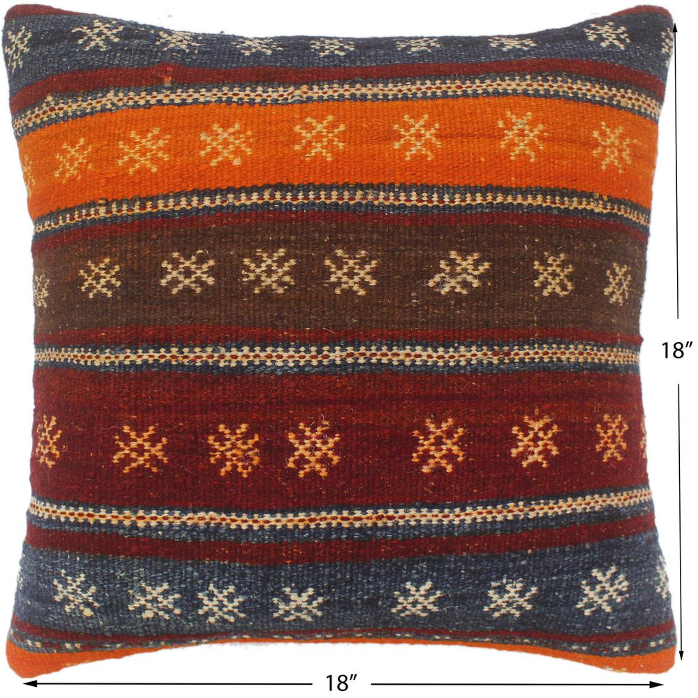 handmade Tribal Turkish Antique Burgundy Rust Hand-Woven SQUARE 100% WOOL pillow