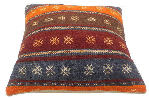 handmade Tribal Turkish Antique Burgundy Rust Hand-Woven SQUARE 100% WOOL pillow