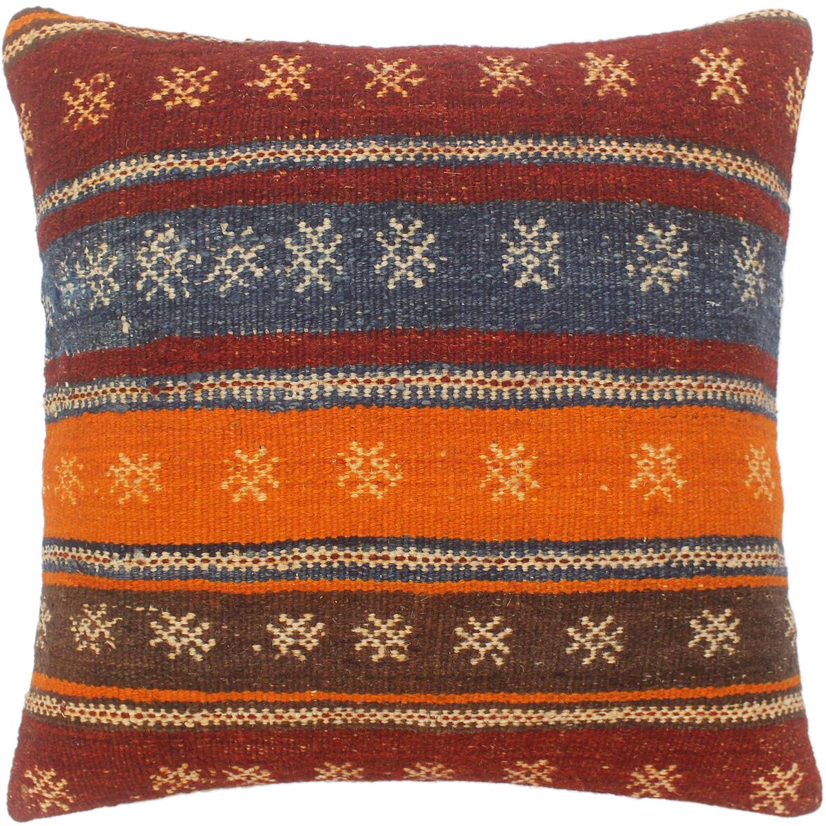 handmade Tribal Turkish Antique Burgundy Rust Hand-Woven SQUARE 100% WOOL pillow