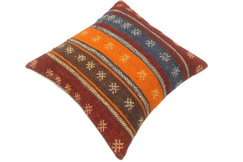 handmade Tribal Turkish Antique Burgundy Rust Hand-Woven SQUARE 100% WOOL pillow