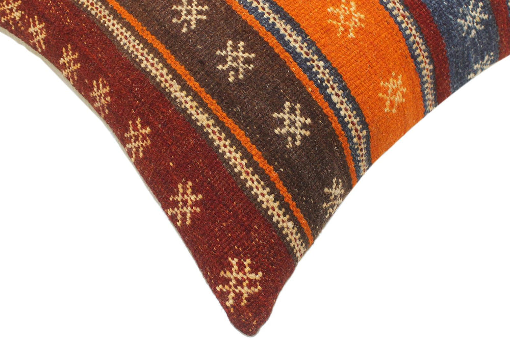 handmade Tribal Turkish Antique Burgundy Rust Hand-Woven SQUARE 100% WOOL pillow