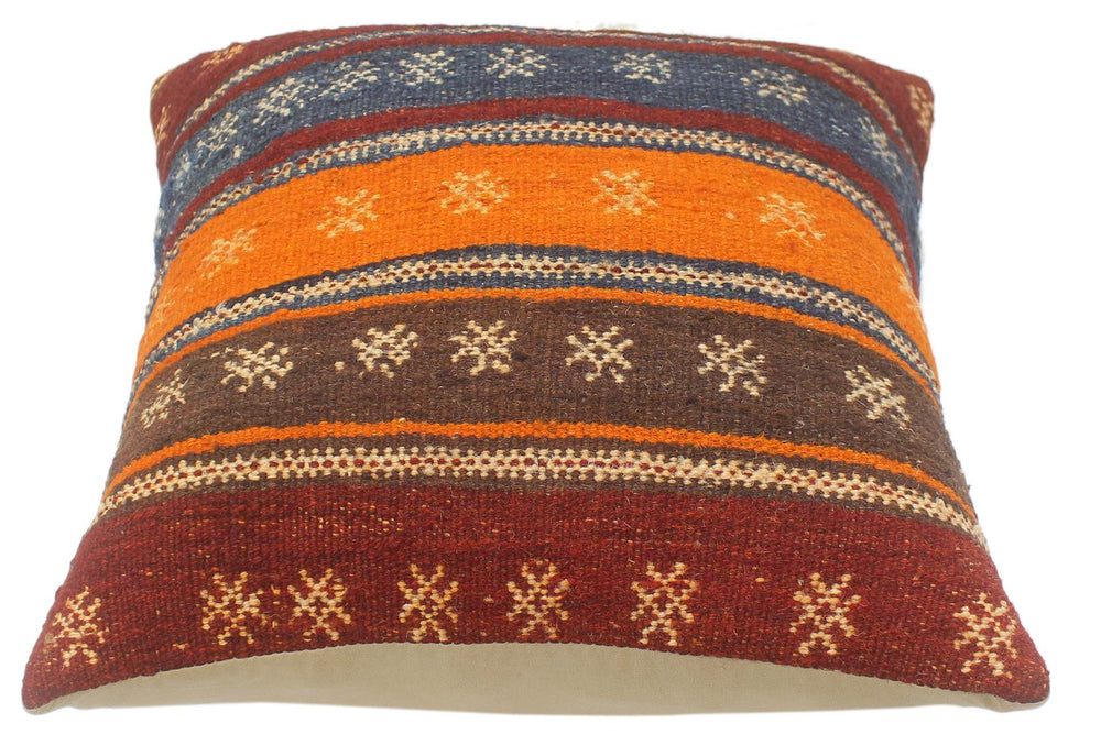 handmade Tribal Turkish Antique Burgundy Rust Hand-Woven SQUARE 100% WOOL pillow