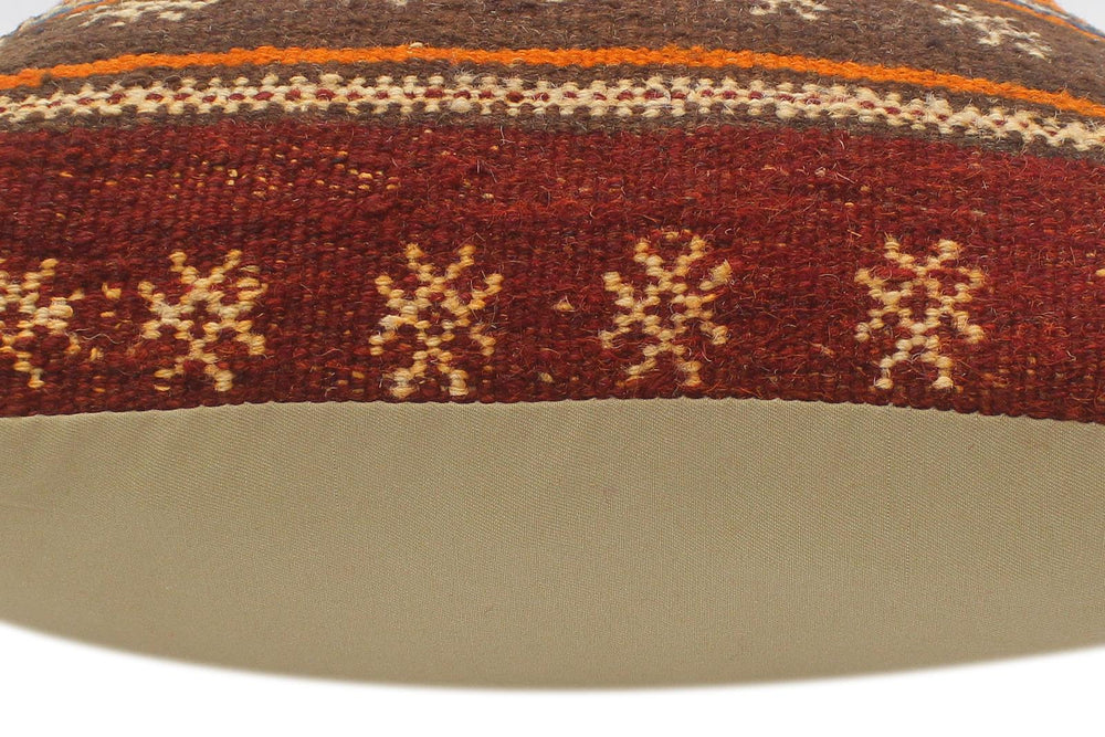 handmade Tribal Turkish Antique Burgundy Rust Hand-Woven SQUARE 100% WOOL pillow