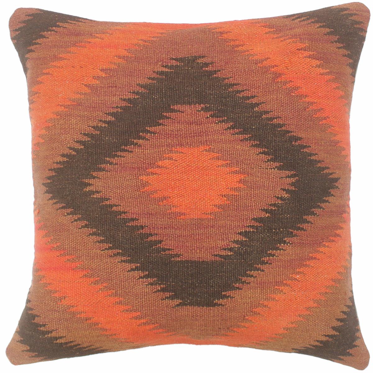 handmade Tribal Turkish Antique Rust Black Hand-Woven SQUARE 100% WOOL pillow