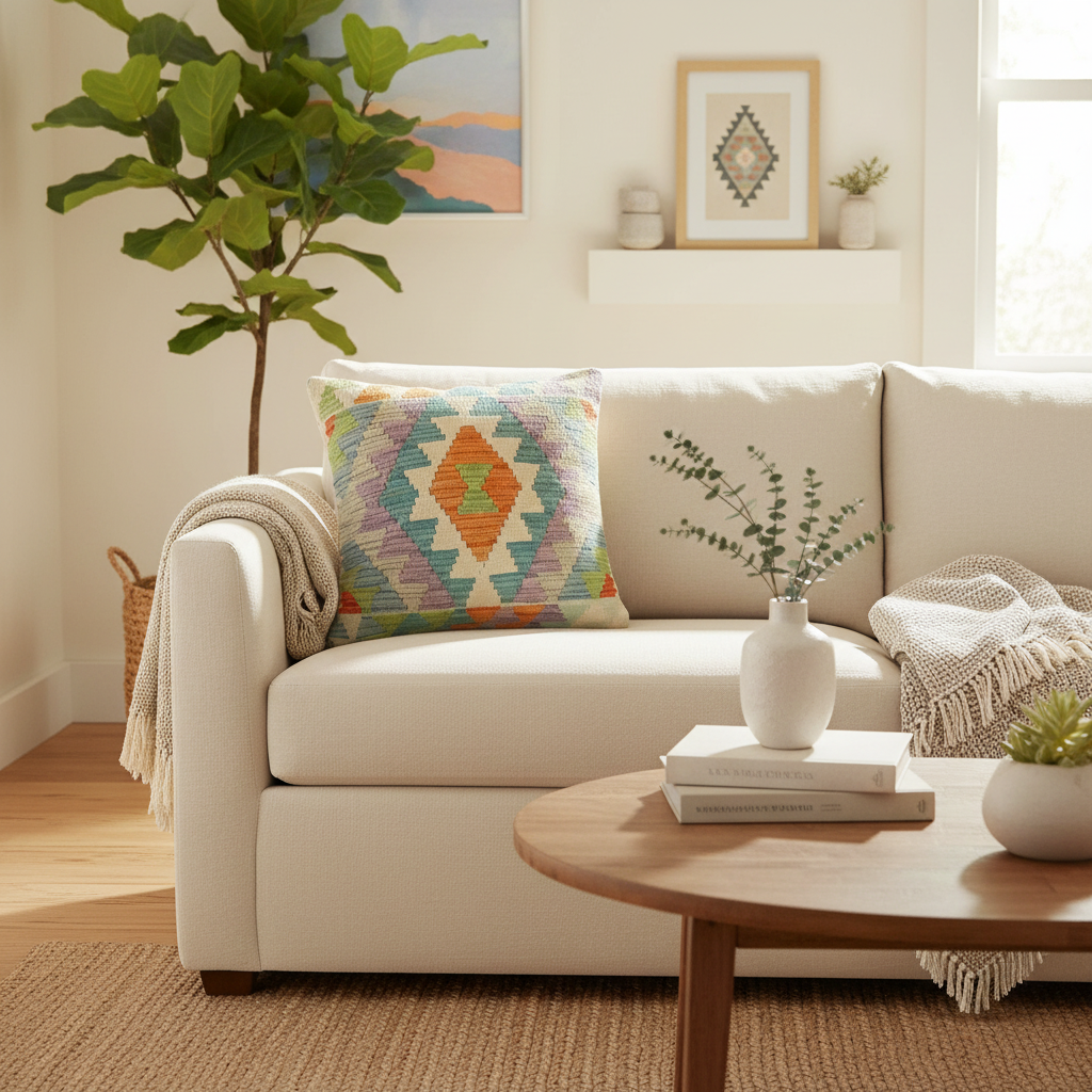 Boho Chic Turkish McKeown Hand Woven Kilim Pillow