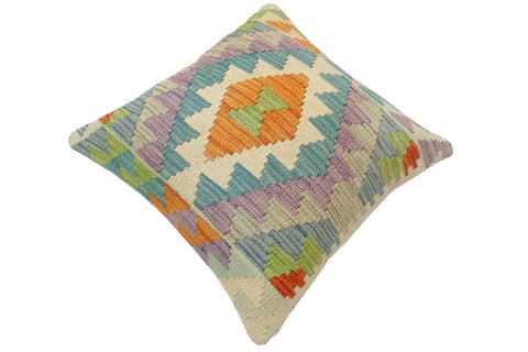 handmade Tribal Turkish Antique Rust Blue Hand-Woven SQUARE 100% WOOL pillow