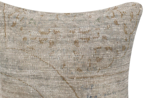 handmade Vintage Pillow Gray Blue Hand-Woven SQUARE 100% WOOL Vintage Pillow