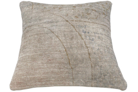 handmade Vintage Pillow Gray Blue Hand-Woven SQUARE 100% WOOL Vintage Pillow