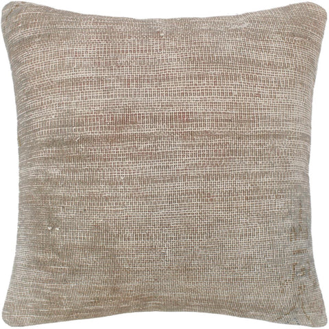 handmade Vintage Pillow Gray Brown Hand-Woven SQUARE 100% WOOL Vintage Pillow