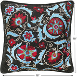 handmade Pillow Black Red Handmade square embroided silk pillow