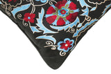 handmade Pillow Black Red Handmade square embroided silk pillow