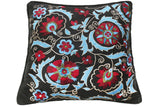 handmade Pillow Black Red Handmade square embroided silk pillow