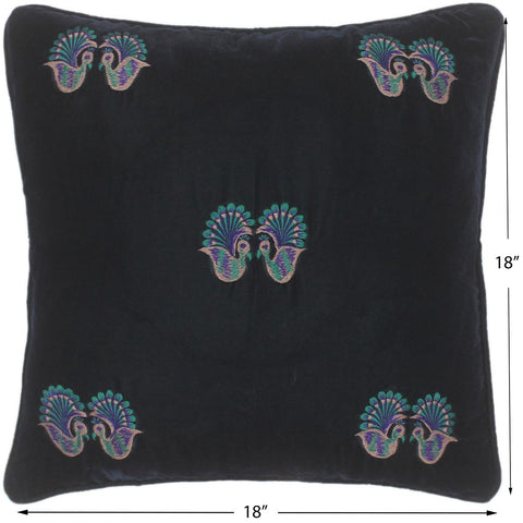 handmade  Pillow Green Blue Hand-Woven SQUARE VELVET EMBR pillow