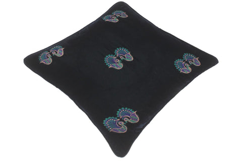 handmade  Pillow Green Blue Hand-Woven SQUARE VELVET EMBR pillow