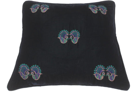 handmade  Pillow Green Blue Hand-Woven SQUARE VELVET EMBR pillow