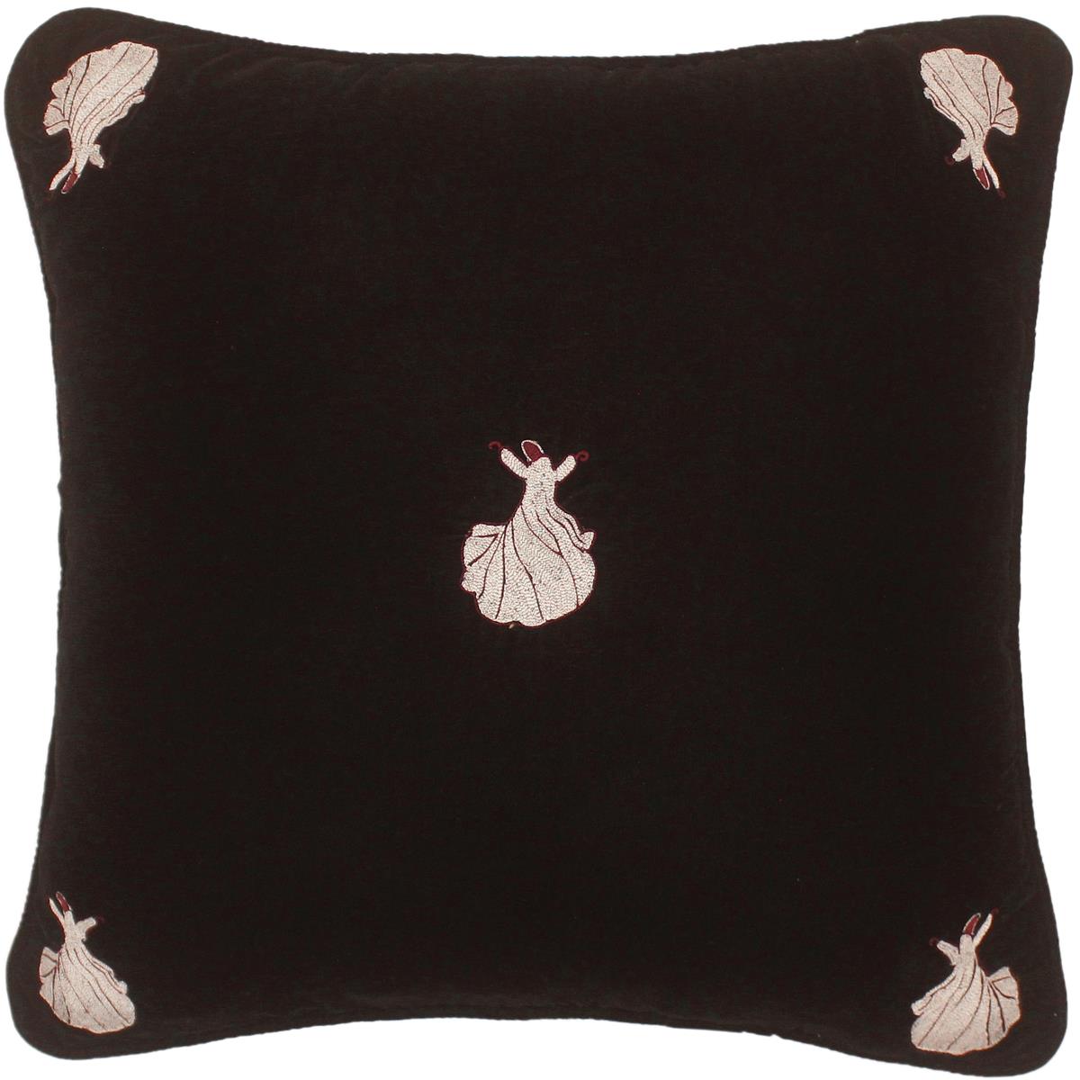 handmade  Pillow Black Maroon Hand-Woven SQUARE VELVET EMBR pillow